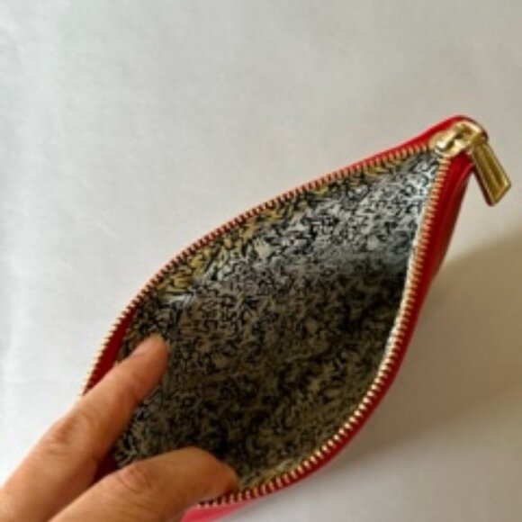 Rebecca Minkoff Red Leather Cosmetics Accessories Pouch Bag - Picture 5 of 5